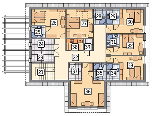 Bâtiment de services avec chambres d'hôtes