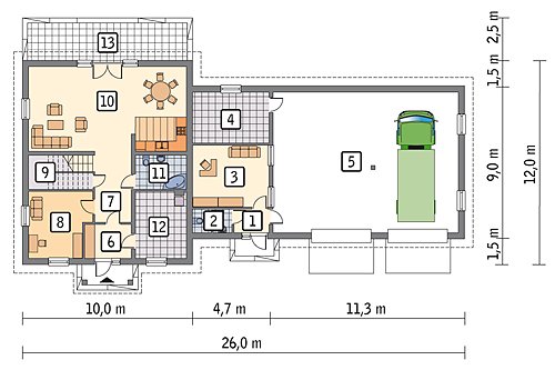 Handels- und Servicegebäude mit Wohnmansarde