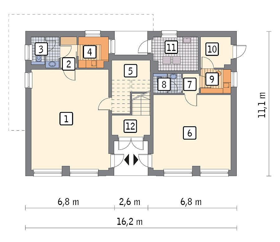 Centrum usług Nord Haus — dwupiętrowy budynek
