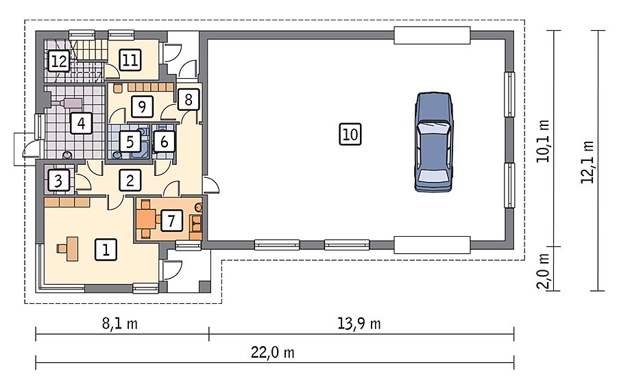 Service Center with Residential Apartments